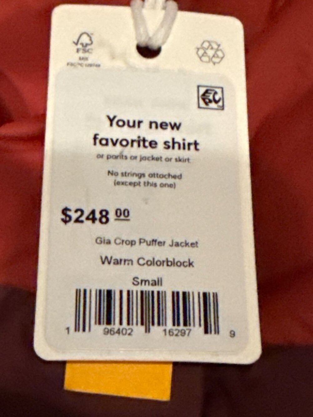 Marine Layer Gia Cropped Down Puffer Jacket Colorblock Size Small New with Tag - Picture 4 of 11
